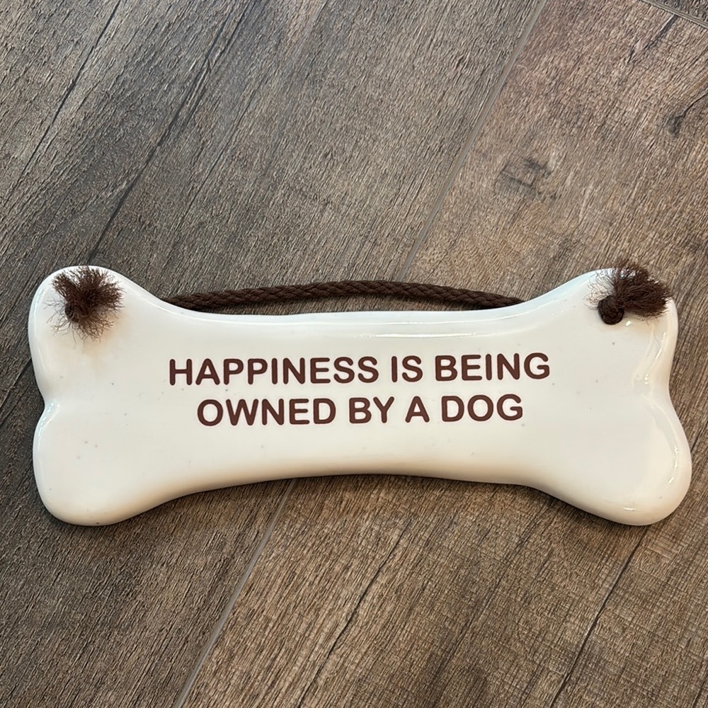 Dog Bone Ceramic‎ Wall Art Cream and Brown Made in USA 7.5”